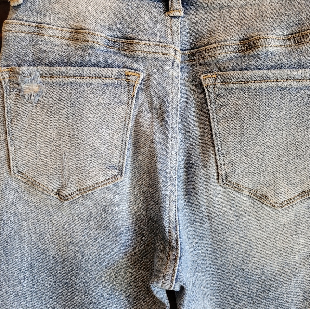 Trendy Light Blue Distressed Flare Jeans - Picture 7 of 7